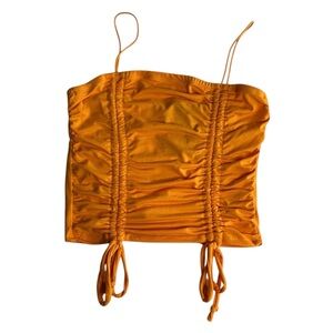 Fashion Nova Take You Off Blocked Top - Small, Orange